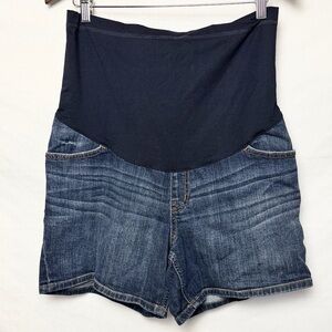 LIZ LANGE MATERNITY | 💙 Blue Denim Paneled Maternity Jean Shorts LARGE